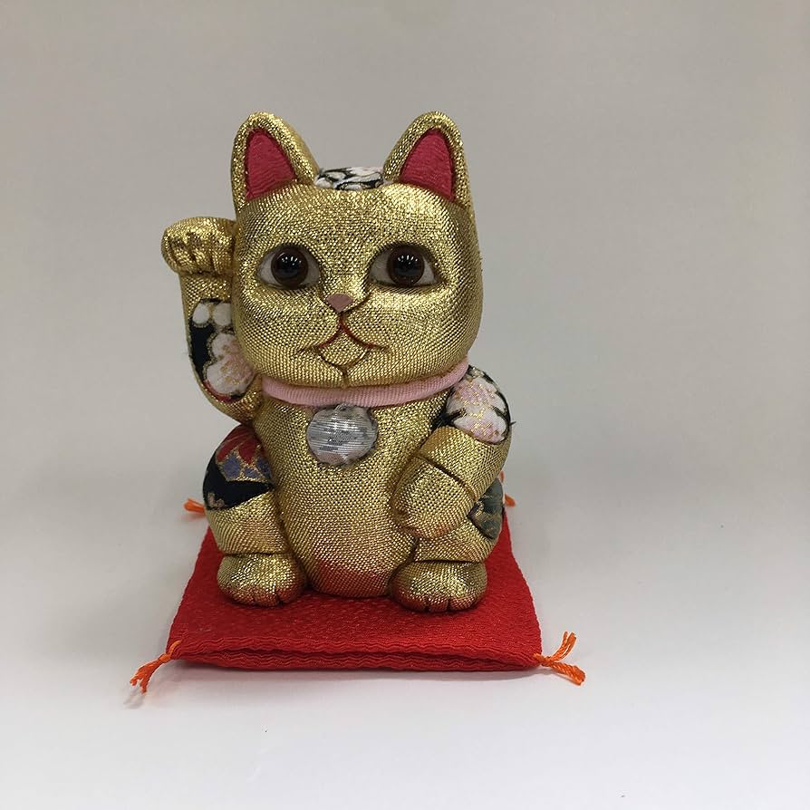 柿沼東光作 江戸木目込み人形 招き猫 (小)金襴B 柿沼人形｜江戸